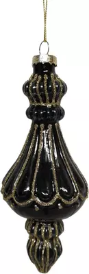 Glazen kerst ornament maribel 15cm zwart 