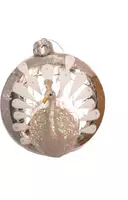 Glazen kerst ornament pauw 9.5cm zilver, wit  - afbeelding 1