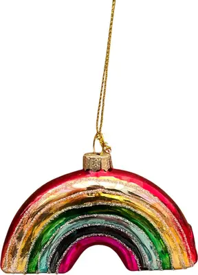 Glazen kerst ornament regenboog 10cm multi