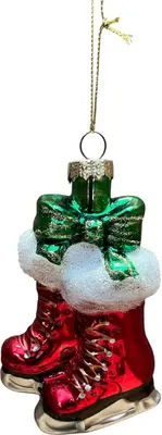 Glazen kerst ornament schaatsen 10.5cm rood