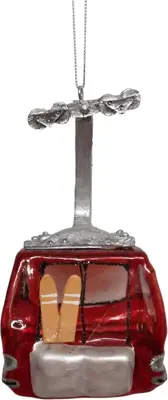 Glazen kerst ornament skilift 11.5cm rood