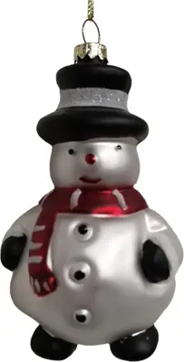 Glazen kerst ornament sneeuwpop 12cm wit
