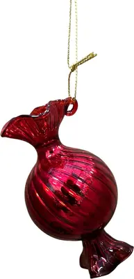 Glazen kerst ornament snoep 10cm rood