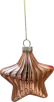 Glazen kerst ornament ster 8cm pecan bruin