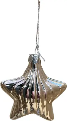 Glazen kerst ornament ster 8cm zilver