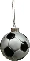 Glazen kerst ornament voetbal 8cm zwart, wit kopen?