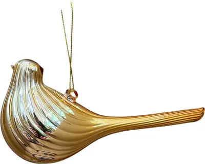 Glazen kerst ornament vogel 15cm goud
