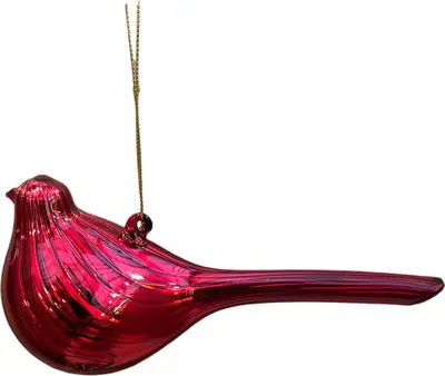 Glazen kerst ornament vogel 15cm rood
