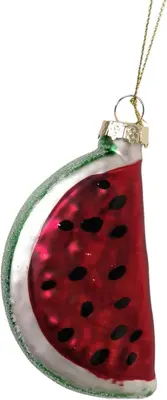 Glazen kerst ornament watermeloen 10cm rood 
