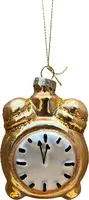 Glazen kerst ornament wekker 9.5cm goud kopen?