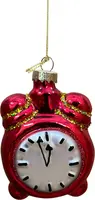 Glazen kerst ornament wekker 9.5cm rood kopen?