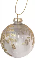 Glazen kerstbal blad 8cm goud, transparant - afbeelding 2
