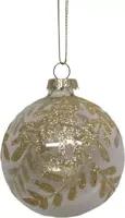 Glazen kerstbal blad 8cm goud, transparant - afbeelding 1