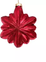 Glazen kerstbal bloem 10cm rood