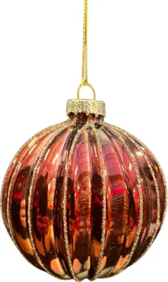 Glazen kerstbal bol lijn 8cm espresso