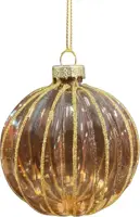 Glazen kerstbal bol lijn 8cm pecan bruin kopen?