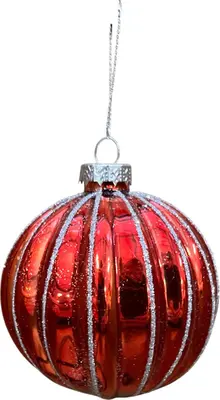Glazen kerstbal bol lijn 8cm rood