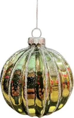 Glazen kerstbal bol lijn 8cm rosemarijn