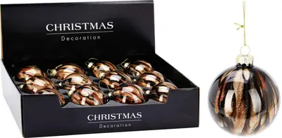 Glazen kerstbal deco 8cm bruin