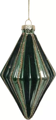 Glazen kerstbal diamant 14.5cm groen