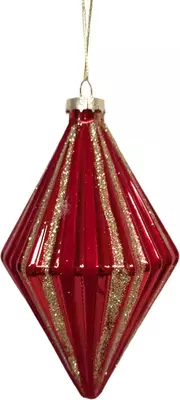 Glazen kerstbal diamant 14.5cm rood