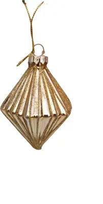 Glazen kerstbal diamant 6cm goud - afbeelding 2