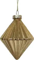 Glazen kerstbal diamant 6cm goud - afbeelding 1
