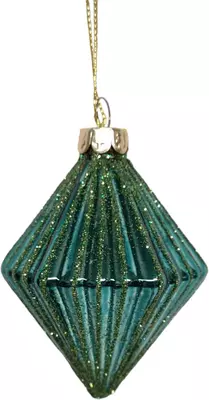 Glazen kerstbal diamant 6cm groen