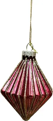 Glazen kerstbal diamant 6cm ossenbloed