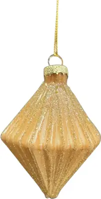 Glazen kerstbal diamant 6cm parel, geel
