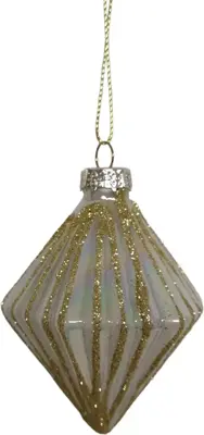 Glazen kerstbal diamant 6cm parel, iris