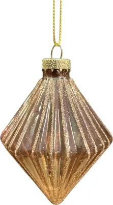 Glazen kerstbal diamant 6cm pecan bruin
