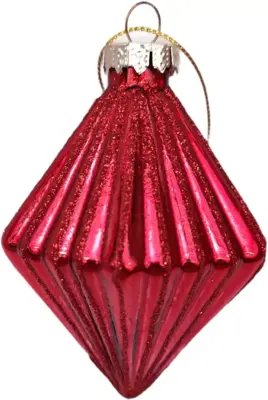 Glazen kerstbal diamant 6cm rood