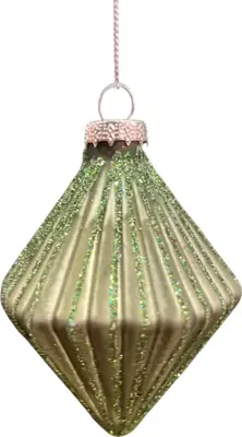 Glazen kerstbal diamant 6cm rosemarijn