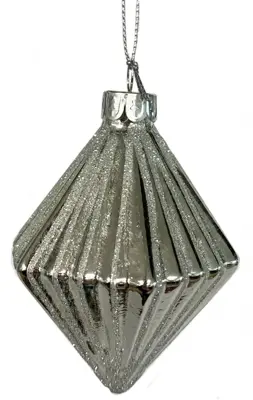 Glazen kerstbal diamant 6cm zilver
