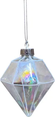 Glazen kerstbal diamant 7cm iris, transparant