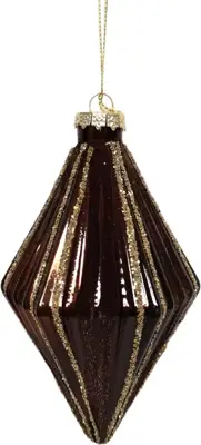 Glazen kerstbal diamant 8cm bruin