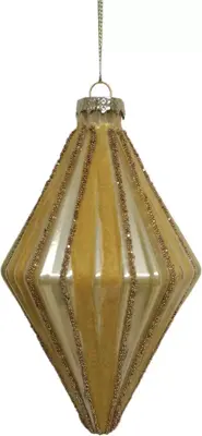 Glazen kerstbal diamant 8cm goud