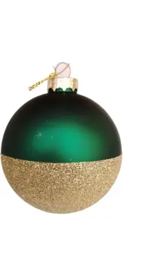 Glazen kerstbal dip 8cm dennengroen, goud