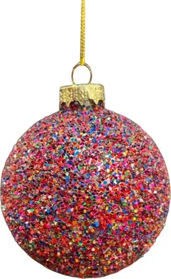 Glazen kerstbal disco 8cm multi