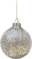 Glazen kerstbal glitter 8cm goud, transparant