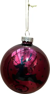 Glazen kerstbal hert 8cm ossenbloed