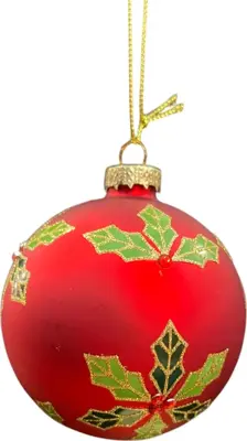 Glazen kerstbal hulst 8cm rood