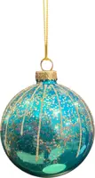 Glazen kerstbal lijn glitter 8cm turquoise kopen?