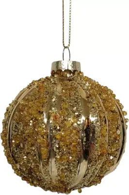 Glazen kerstbal parel 8cm goud