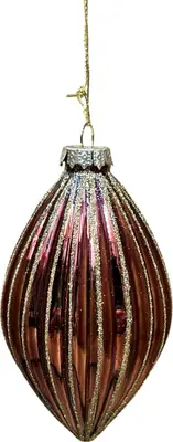 Glazen kerstbal pegel streep 7cm espresso