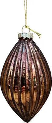 Glazen kerstbal pegel streep 7cm espresso