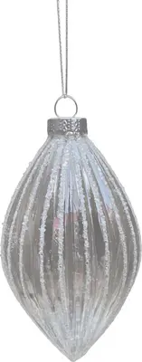 Glazen kerstbal pegel streep 7cm iris, transparant