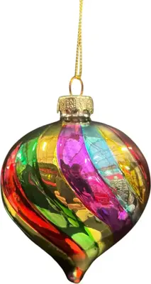 Glazen kerstbal regenboog 8cm multi