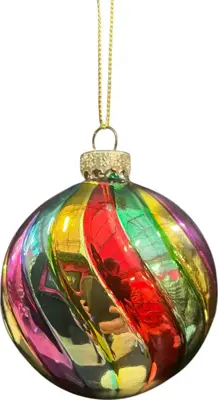Glazen kerstbal regenboog 8cm multi